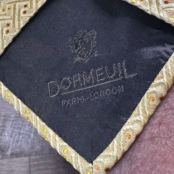 Dormeuil Yellow and Gold Patterned Silk Power Tie - Picture 10 of 12